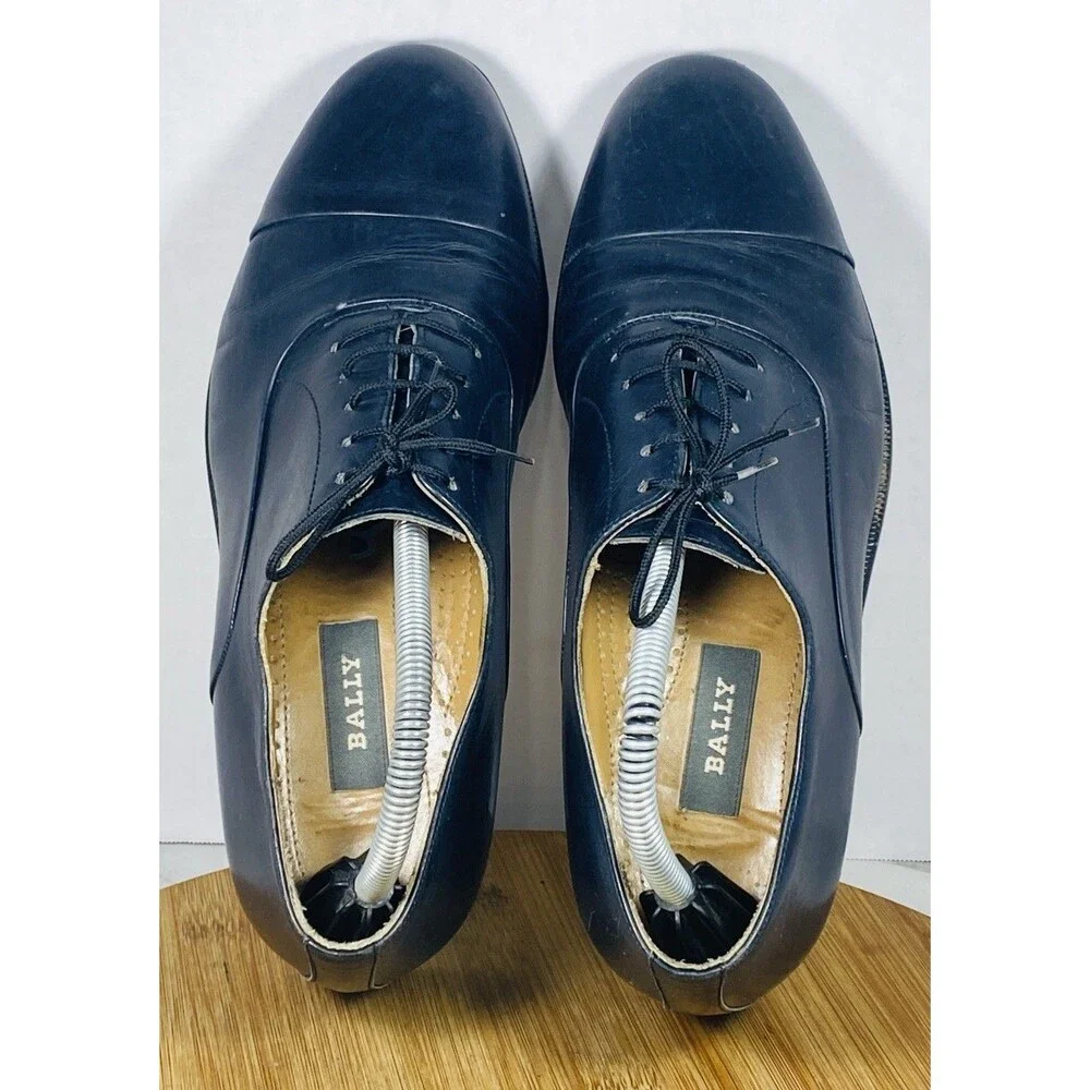 Bally Men's 100% Leather Dress Oxford Shoe Size 7 Black Made in Italy